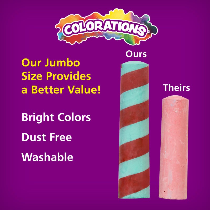 Colorations Sidewalk Chalk – 50pc 4” x 1” Washable, Bright Colored Chalk Set – Fun Kid Art Colors & Patterns – Draw on Classroom Chalkboard or Outdoor Playground – Jumbo Bulk - Image 5