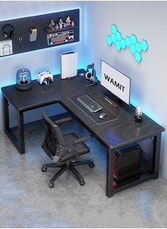 L-Shaped Desk,Gaming Desk,Computer Desk,L-Corner Table,Study Table,Suitable for Home or ormitory (Black Texture, 140CM*100CM)