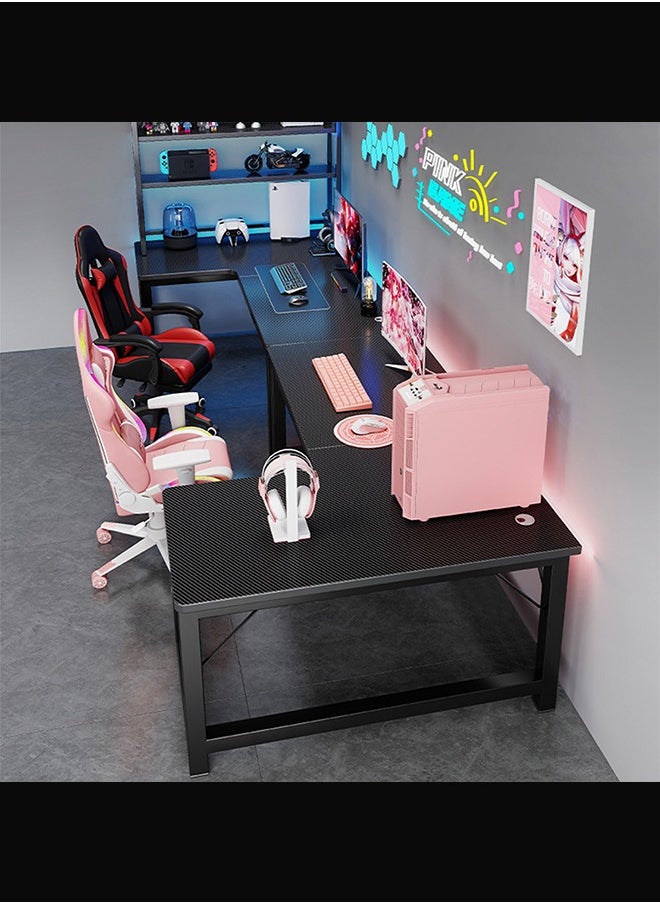 WAMIT - L-Shaped Desk,Gaming Desk,Computer Desk,L-Corner Table,Study Table,Suitable for Home or ormitory (Black Texture, 140CM*100CM) - Image 1