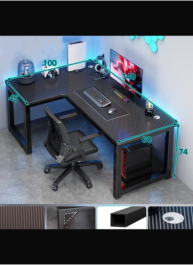 WAMIT - L-Shaped Desk,Gaming Desk,Computer Desk,L-Corner Table,Study Table,Suitable for Home or ormitory (Black Texture, 140CM*100CM) - Image 1