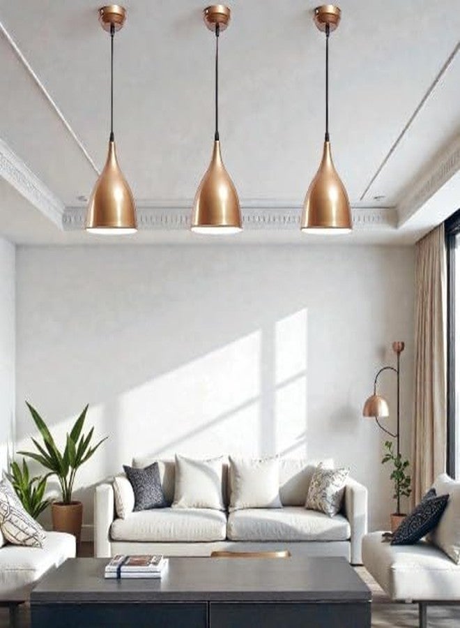 Areezo Modern Decorative Hanging Pendant Light for Living Room, Dining Area, Kitchen Island, Bedroom & Home Décor (21 Gold, Pack of 3) - Image 2