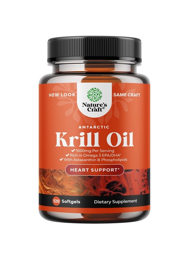 Natures Craft Antarctic Krill Oil 1000Mg Softgels High Absorption Krill Oil Omega 3 Fatty Acid Supplement With Potent Epa Dha Astaxanthin And Phospholipids Wild Caught Burpless Fish Oil Omega 3 Supplement  - Image 1