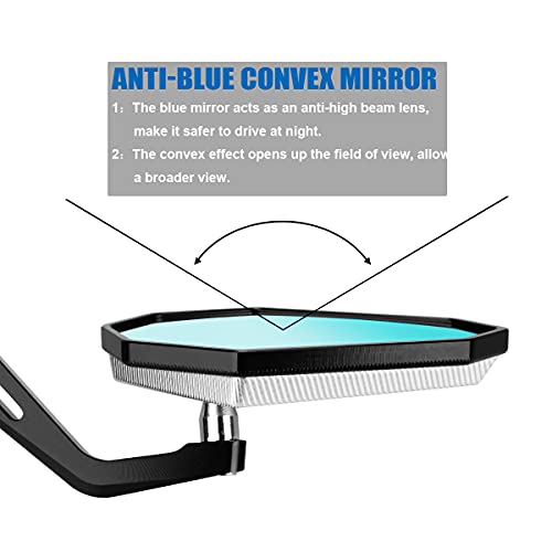 LKV Bar End Convex Mirrors Handlebar Anti-blue Rear View 360 Degrees CNC Aluminum Alloy Mirror For Motorcycle With 22mm 7/8" Inch Handlebar End For Kawasaki Atv Dirt Bike Cruiser Scooter Snowmobile - Image 2