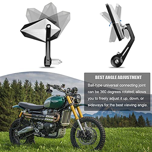 LKV Bar End Convex Mirrors Handlebar Anti-blue Rear View 360 Degrees CNC Aluminum Alloy Mirror For Motorcycle With 22mm 7/8" Inch Handlebar End For Kawasaki Atv Dirt Bike Cruiser Scooter Snowmobile - Image 3
