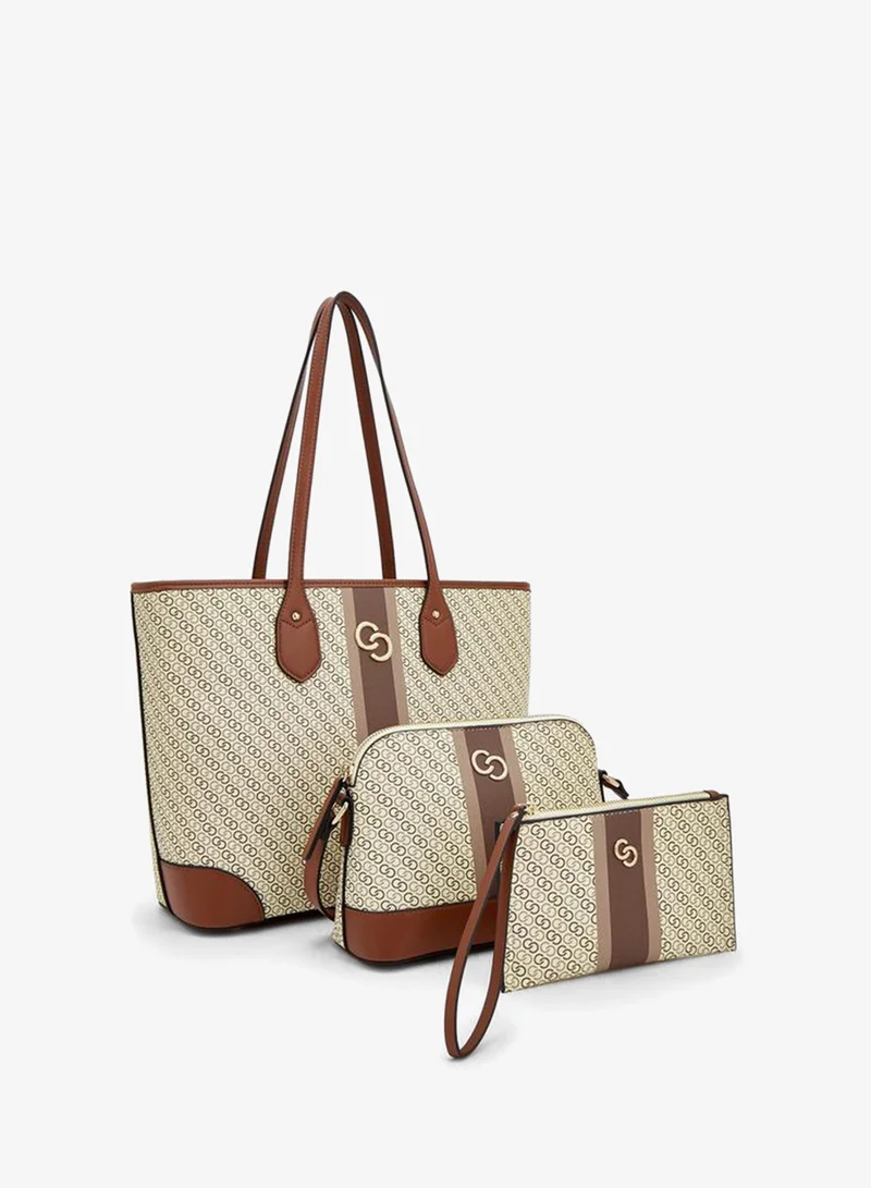 Celeste TAUPE Monogram Tote Bag With Crossbody Bag And Pouch for Women | Best Price UAE