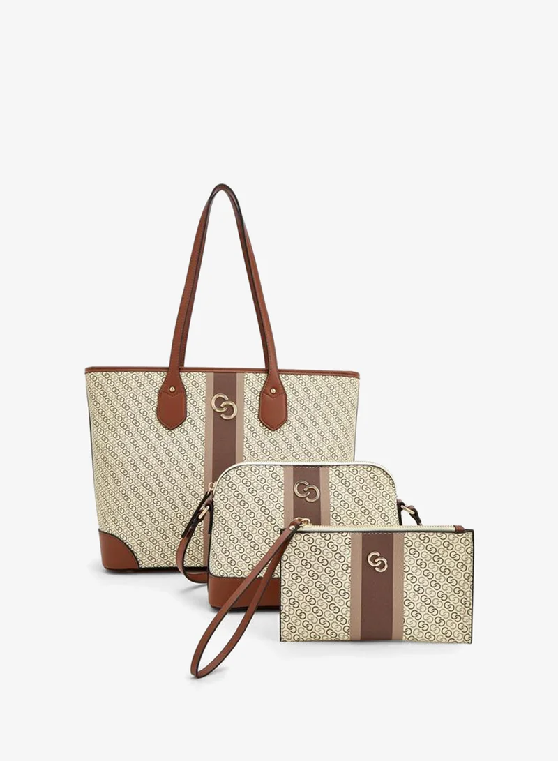 Monogram Tote Bag With Crossbody Bag And Pouch