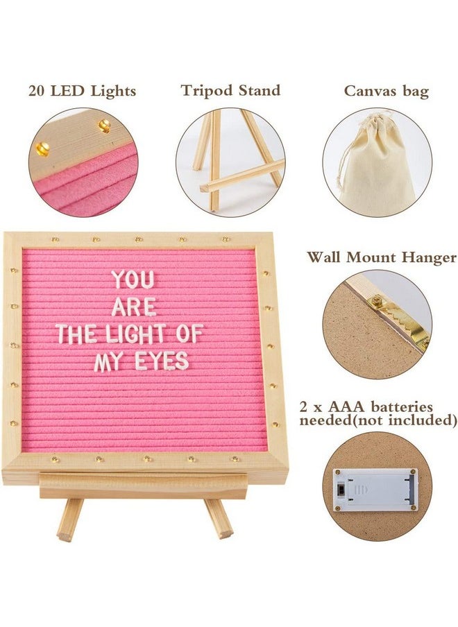 ANPHSIN Light Up Felt Letter Board Sign With Led Lights - 10 × 10In Changeable Message Board Wall Mounted With 470 Letters Tripod Stand For Birthday Housewarming Gifts Christmas Party Home Decor, Pink  - Image 5