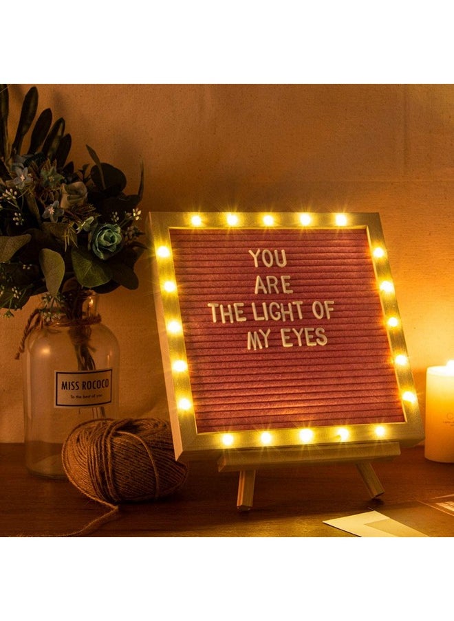 ANPHSIN Light Up Felt Letter Board Sign With Led Lights - 10 × 10In Changeable Message Board Wall Mounted With 470 Letters Tripod Stand For Birthday Housewarming Gifts Christmas Party Home Decor, Pink  - Image 2