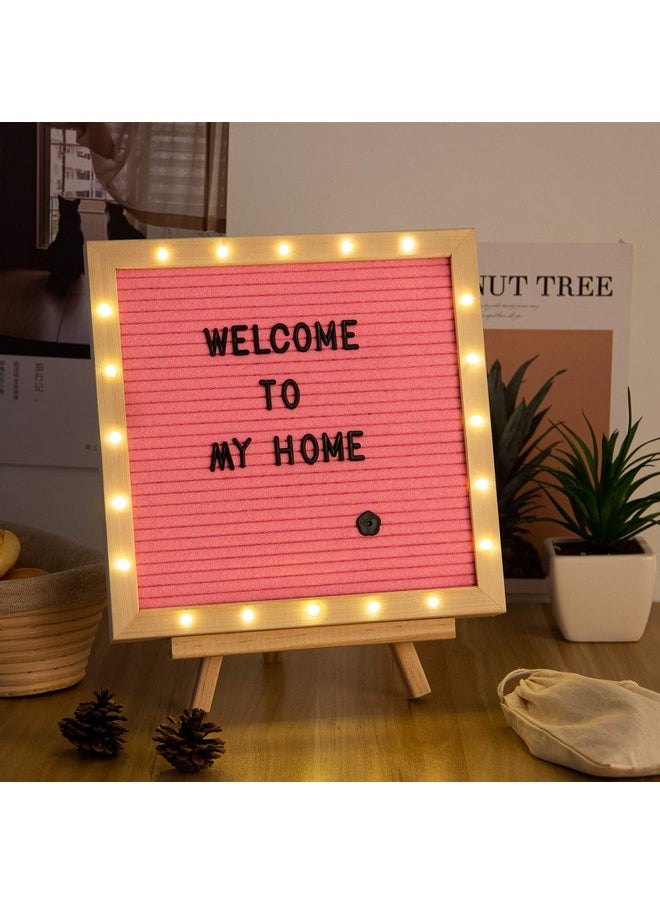 ANPHSIN Light Up Felt Letter Board Sign With Led Lights - 10 × 10In Changeable Message Board Wall Mounted With 470 Letters Tripod Stand For Birthday Housewarming Gifts Christmas Party Home Decor, Pink  - Image 3