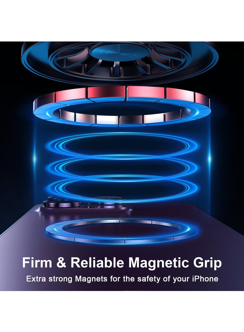 سيوسي حامل هاتف سيارة مغناطيسي بدوران 360 درجة، قاعدة تثبيت جوانب هواء قوية وعالمية، متوافق مع iPhone 15، 14، 13، 12 برو ماكس بالإضافة إلى النسخة الصغيرة، يشمل لوح معدني. - Image 3