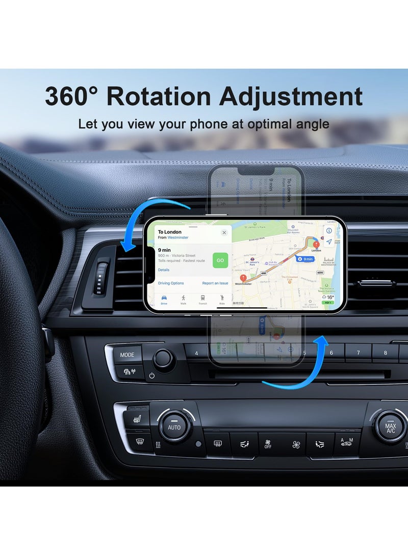 سيوسي حامل هاتف سيارة مغناطيسي بدوران 360 درجة، قاعدة تثبيت جوانب هواء قوية وعالمية، متوافق مع iPhone 15، 14، 13، 12 برو ماكس بالإضافة إلى النسخة الصغيرة، يشمل لوح معدني. - Image 2