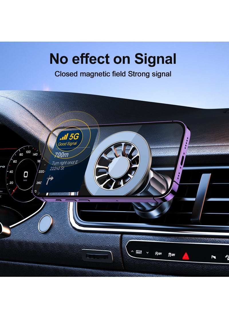 سيوسي حامل هاتف سيارة مغناطيسي بدوران 360 درجة، قاعدة تثبيت جوانب هواء قوية وعالمية، متوافق مع iPhone 15، 14، 13، 12 برو ماكس بالإضافة إلى النسخة الصغيرة، يشمل لوح معدني. - Image 5