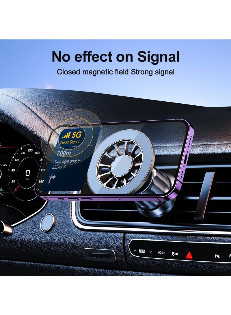 سيوسي حامل هاتف سيارة مغناطيسي بدوران 360 درجة، قاعدة تثبيت جوانب هواء قوية وعالمية، متوافق مع iPhone 15، 14، 13، 12 برو ماكس بالإضافة إلى النسخة الصغيرة، يشمل لوح معدني. - Image 4