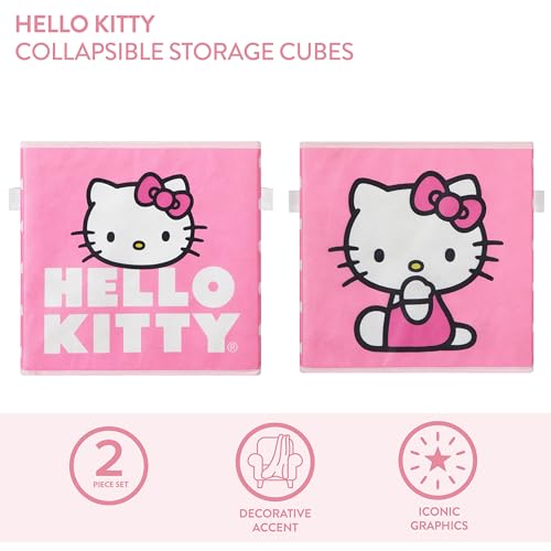 Idea Nuova Hello Kitty Set of 2 Durable Storage Cubes with Handles, 10"x10"x10" Cubes - Image 2