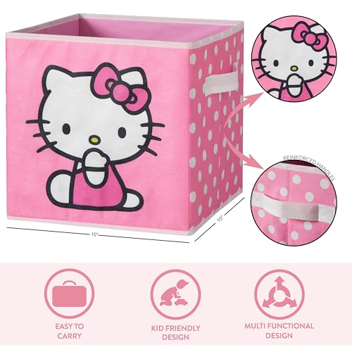 Idea Nuova Hello Kitty Set of 2 Durable Storage Cubes with Handles, 10"x10"x10" Cubes - Image 4