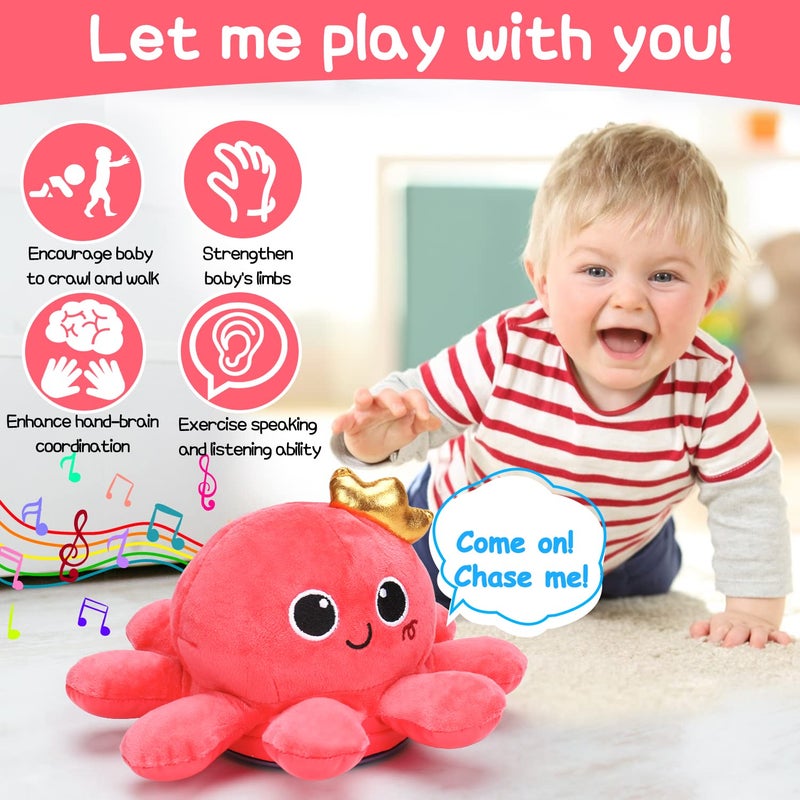 Tsomtto Baby Crawling & Walking Toys Musical Plush Octopus Light up Voice Control Dancing 1 Year Old Girls Toy Music Sensory Toddler Toys 0-6 6-12 Months Learning Development Newborn Baby Girl Birthday Gifts - Image 5