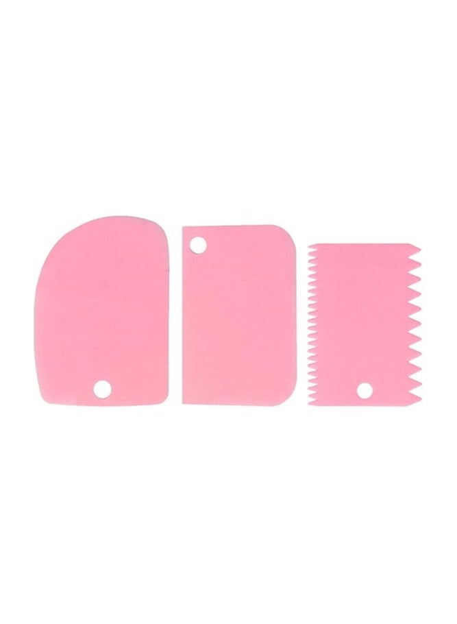 GEZICHTA Cake Cream Scraper 3pcs/set Pastry Tools sy Clean Home Kitchen Dough Fondant Baking Spatula Teeth Edge Irregular Sther Hanging Hole Slicer Cutters(Pink) - Image 1