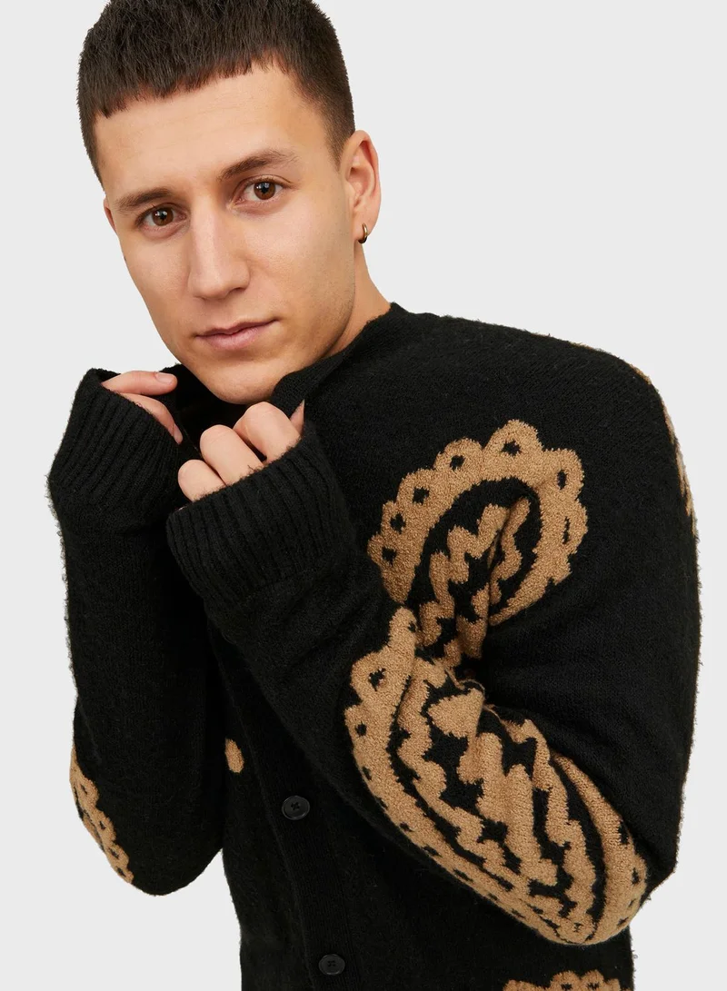 JACK & JONES Ollie Knitted Jacquard Cardigan