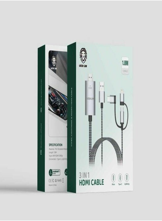 Generic Green Lion 3 In 1 HDMI Cable (1.8m)  - Image 1