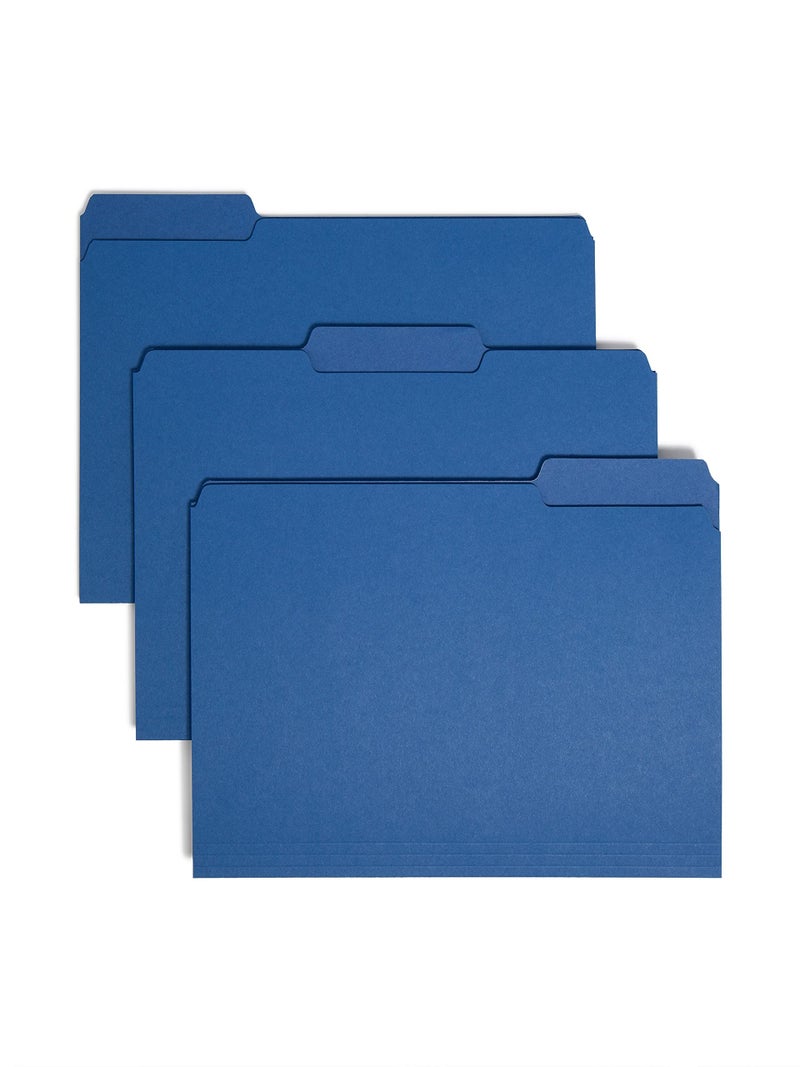 Smead Interior File Folder 13Cut Tab Letter Size Navy 100 per Box Expandable File Folders for Filing Cabinet