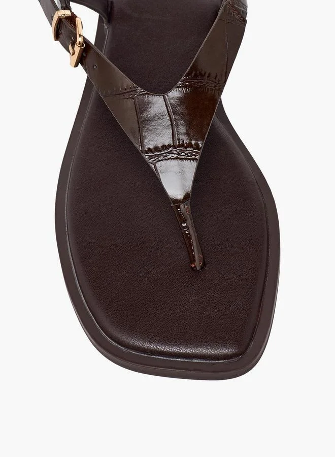 Celeste BROWN Women Textured Buckle Strap Sandals for Women | Best Price UAE