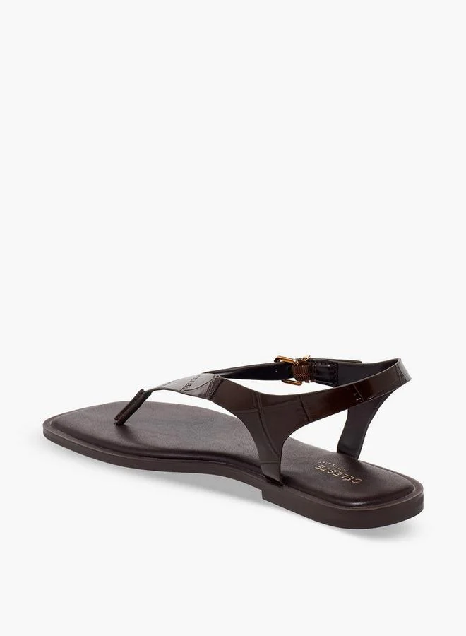 Celeste BROWN Women Textured Buckle Strap Sandals for Women | Best Price UAE