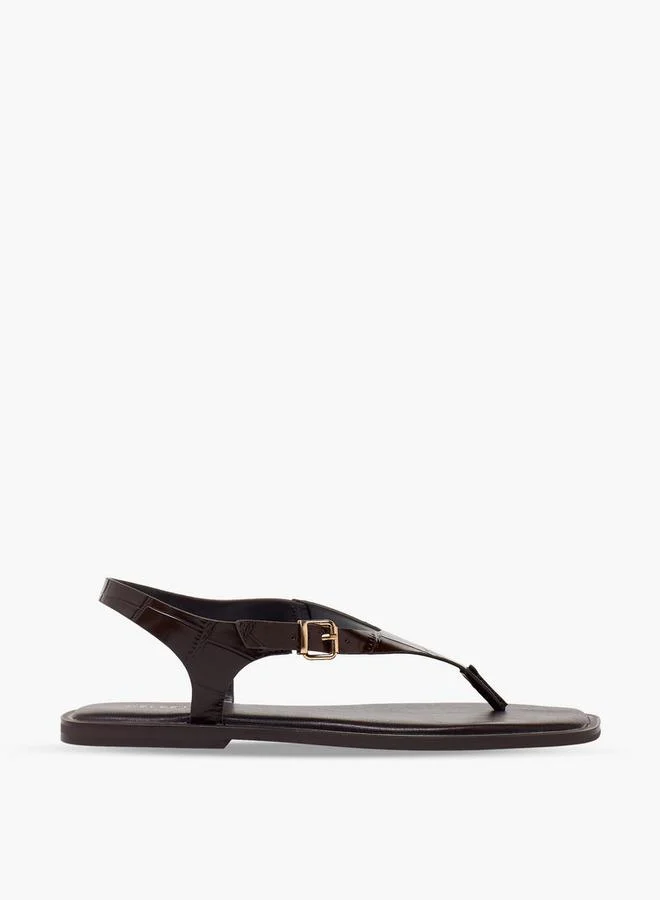 Celeste BROWN Women Textured Buckle Strap Sandals for Women | Best Price UAE