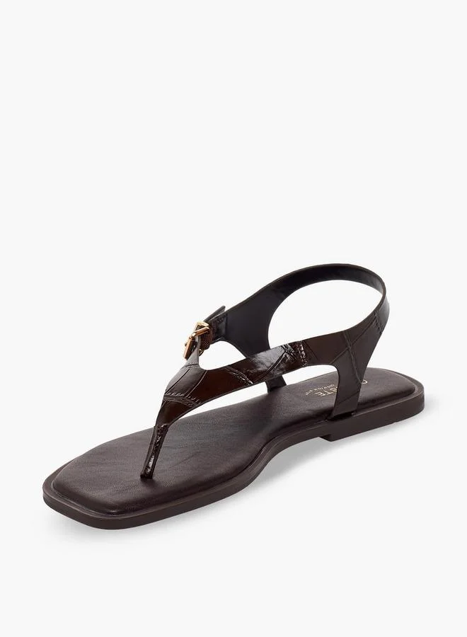 Celeste BROWN Women Textured Buckle Strap Sandals for Women | Best Price UAE