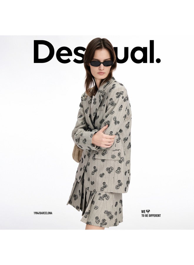 DESIGUAL 25 سترة كاردigan فضفاضة مزخرفة بالأزهار مخططة جديدة لربيع/صيف - Image 3