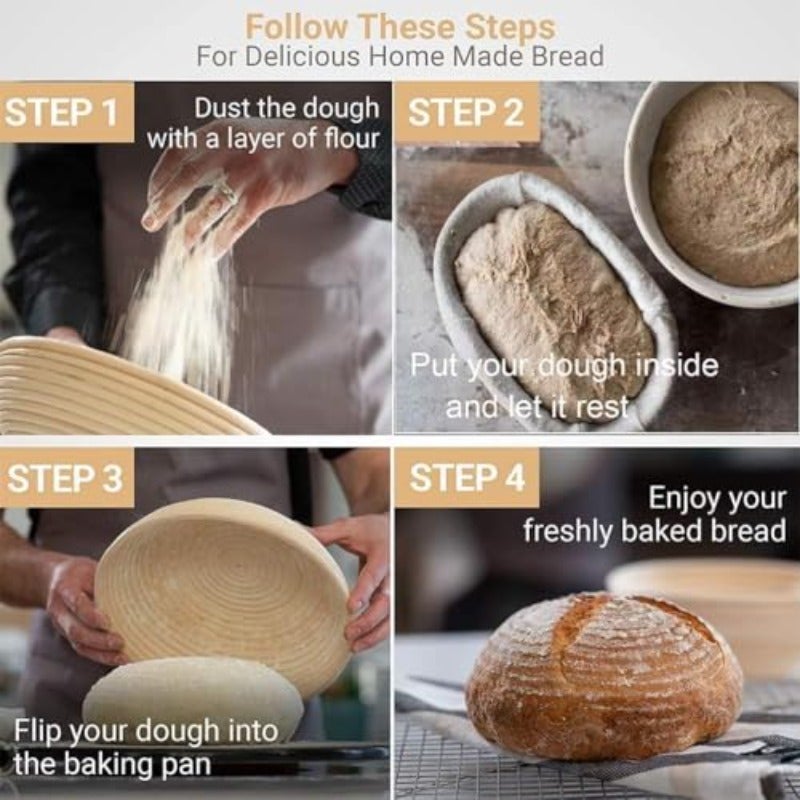 2-Pack 9" Round Sourdough Proofing Basket Set Natural Rattan Brown - Image 3