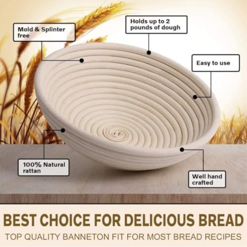 2-Pack 9" Round Sourdough Proofing Basket Set Natural Rattan Brown - Image 4