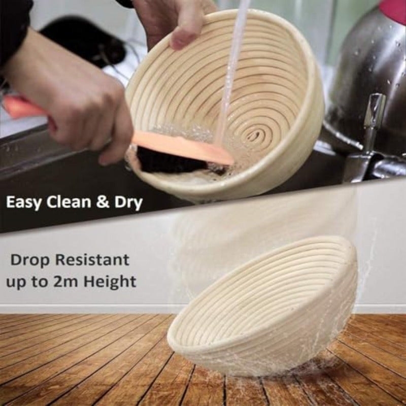 2-Pack 9" Round Sourdough Proofing Basket Set Natural Rattan Brown - Image 5