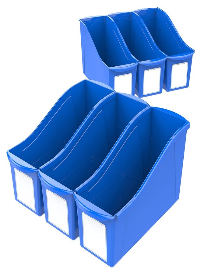 Storex Large Book Bin, 14 x 5 x 7, Case of 6, Blue (71115U06C) - Image 1