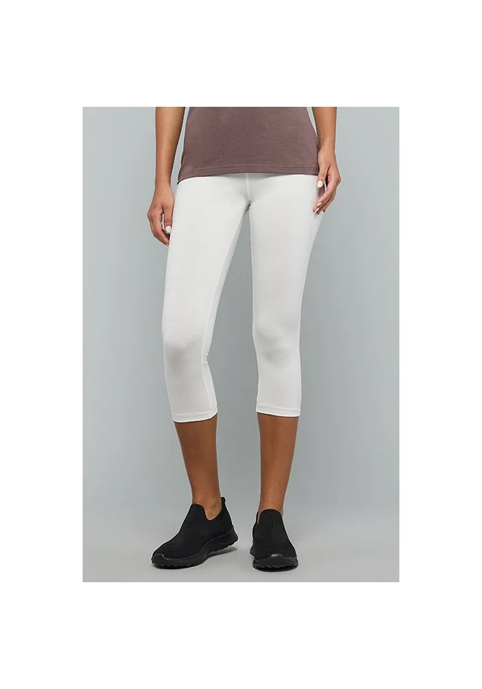 أر أند بي Solid 3/4 Leggings with Elastic Waist