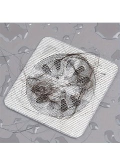 CHANT HARI CHANT HARI Disposable Shower Drain Hair Catcher Square Shower Drain Sticker Kitchen Sink Drain Strainer Disposable Clean Rust Shower Waterproof Mesh Stickers for Bathroom Accessories 10Pcs  - Image 4