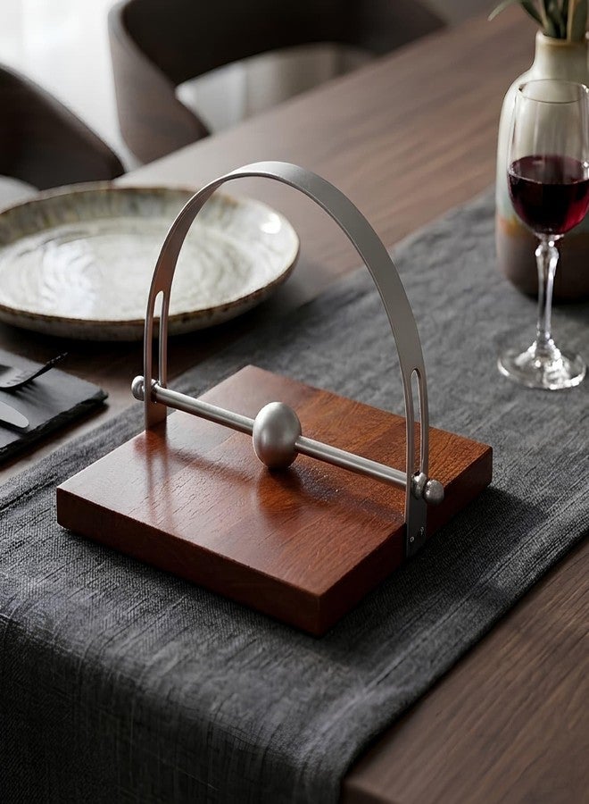 loosebucket®Silver Arc Wooden Napkin Holder with Metal Frame | Tissue Holder for Dining Table|Napkin Holder for Hotel & Restaurants - Image 3