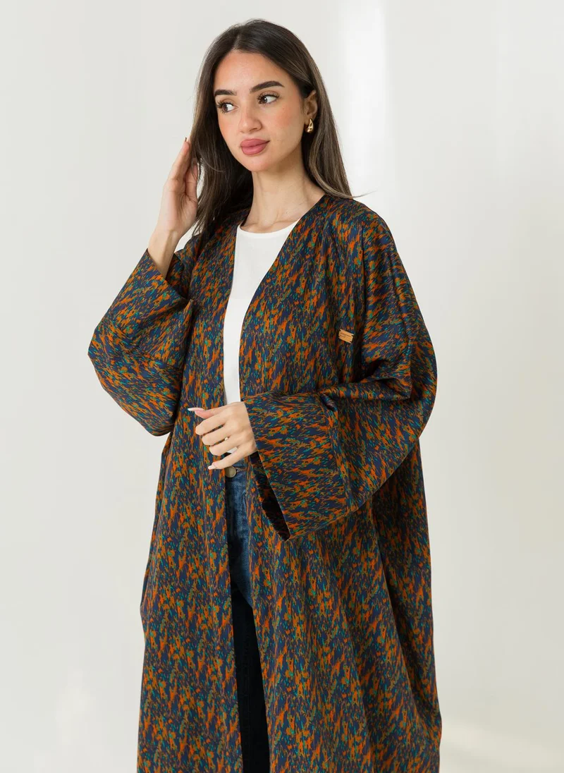 Kaafmeem Orange Camouflage Wide-fit Abaya