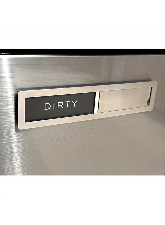 Dishwasher Clean Dirty Sign Silvery Stainless Steel Acrylic With Extra Adhesive Tape - Image 3