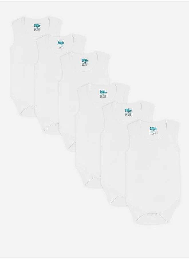 Babies Basic Pack of 6 - Solid Combed Cotton Sleeveless Bodysuit
