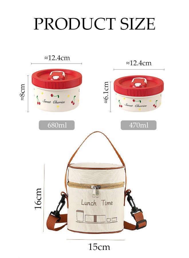 DUNISO صندوق غداء معزول من الفولاذ المقاوم للصدأ مجموعة صناديق بنتو مقاومة للتسرب مع حقيبة غداء 2 طبقات صناديق بنتو متكاملة محمولة حاوية طعام مقاومة للتسرب صندوق غداء قابل لإعادة الاستخدام للمدرسة المكتب التخييم في الهواء الطلق، آمن للاستخدام في الميكروويف - Image 4