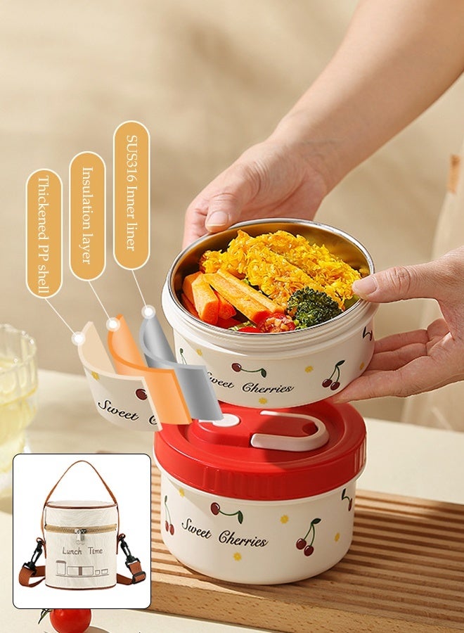 DUNISO صندوق غداء معزول من الفولاذ المقاوم للصدأ مجموعة صناديق بنتو مقاومة للتسرب مع حقيبة غداء 2 طبقات صناديق بنتو متكاملة محمولة حاوية طعام مقاومة للتسرب صندوق غداء قابل لإعادة الاستخدام للمدرسة المكتب التخييم في الهواء الطلق، آمن للاستخدام في الميكروويف - Image 2