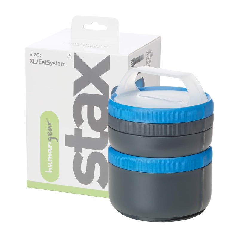 humangear STAX XL/Eat System | Modular Storage Container | Extra Large Stacking Container | BPA-Free, PC-Free, Phthalate-Free, Gray/Blue - Image 1