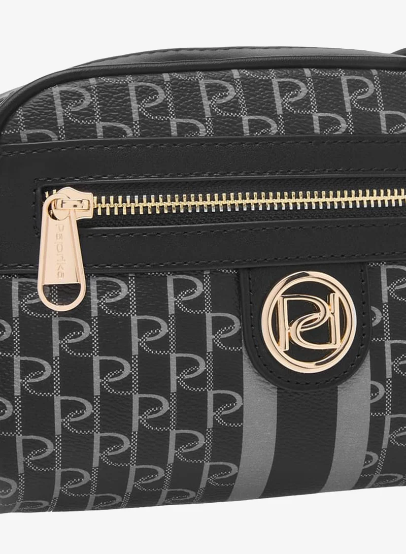 Paprika BLACK Women's Monogram Print Crossbody Bag with Adjustable Strap and Zip Closure for Women | Best Price UAE