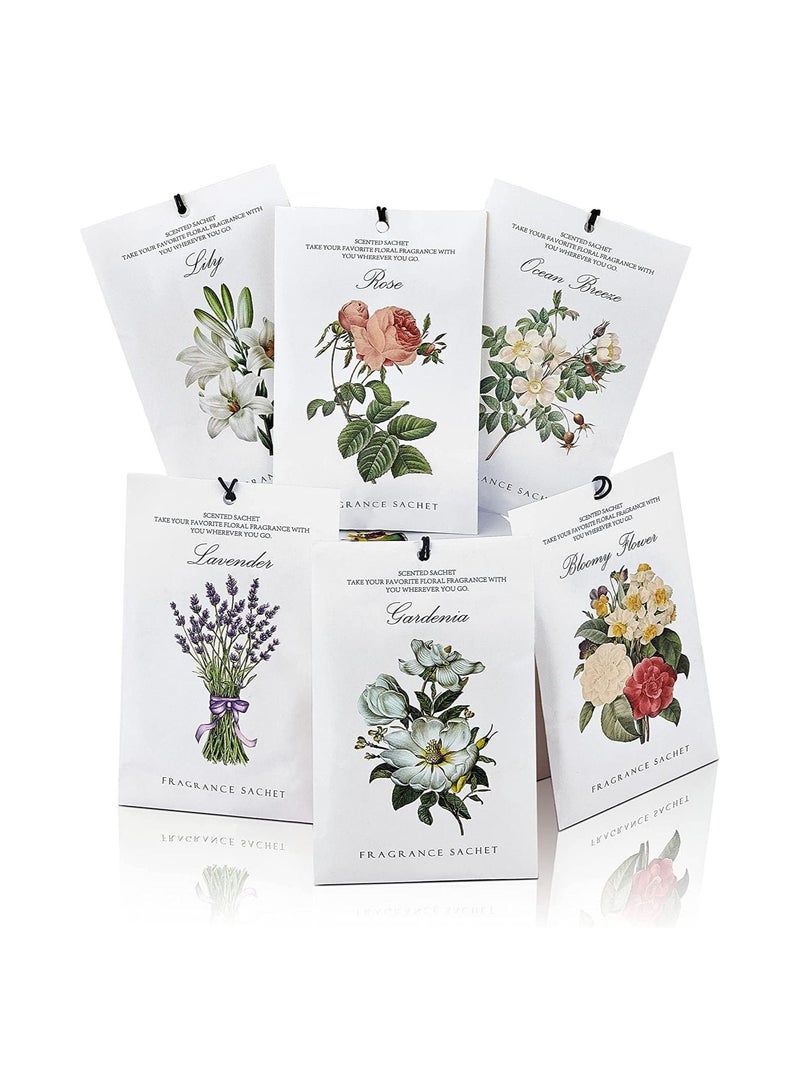 Lavender Jasmine Lily Rose Ocean Gardenia Flower Sachet 1Box 12Pcs 6 Scent Closet Air Deodorizer Freshener Scented Drawers Sachets Long Lasting Smell Goods for House Home Car Fragrance Products - Image 1