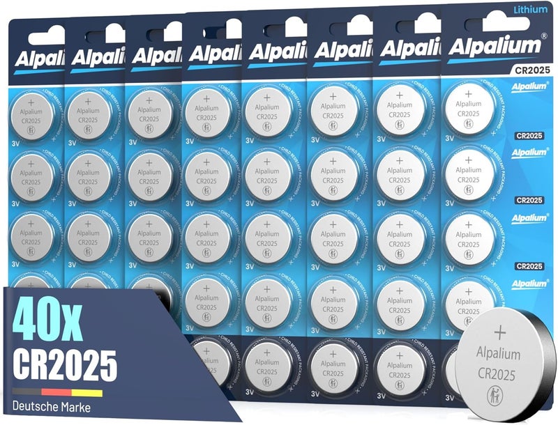 بطاريات CR2025 خلايا زرية عبوة من 40 قطعة ليثيوم 3 فولت متوافقة مع ساعة المنزل الذكي، مفتاح السيارة، جهاز التحكم عن بعد، الأجهزة الطبية، متتبع اللياقة البدنية - Image 1