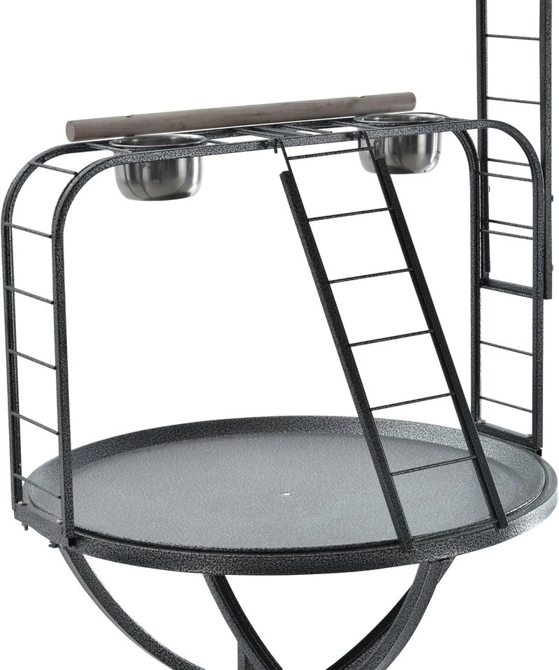 Mcage Large Elegant and Durable Parrot Bird Play Gym Ground Wrought Iron Rolling Stand Removable Metal Tray With Climbing Metal Ladder Toy Hook - Image 5