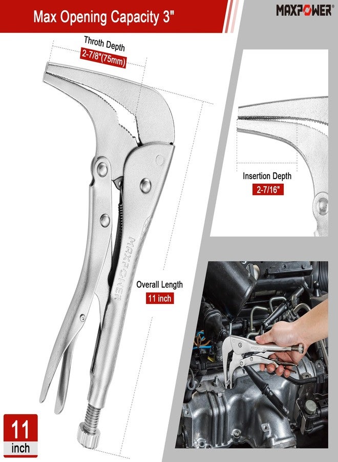 كماشة قفل ذات أنف طويل بزاوية 90 درجة من MAXPOWER، قطعتان، مقاس 7 و11 بوصة - Image 2