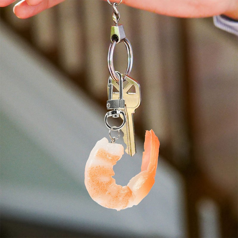 4pcs Keychain PVC Pendants Realistic Shelled Shrimp Vegetable Food Model Hanging Ornaments For Backpack Car Key Purse - Image 2