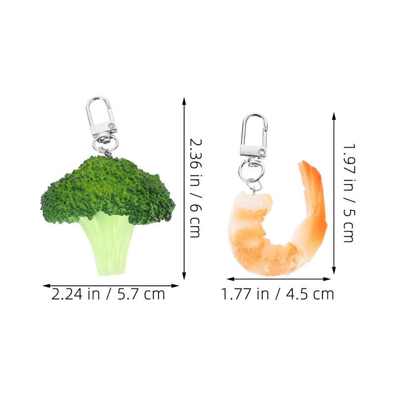 4pcs Keychain PVC Pendants Realistic Shelled Shrimp Vegetable Food Model Hanging Ornaments For Backpack Car Key Purse - Image 3