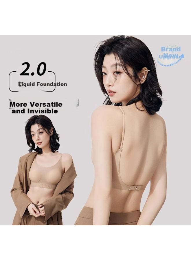 Madallo Seamless Backless Bra Women's Foundation Liquid Spring New Push-up U-shaped Big Backless Bra - Image 3